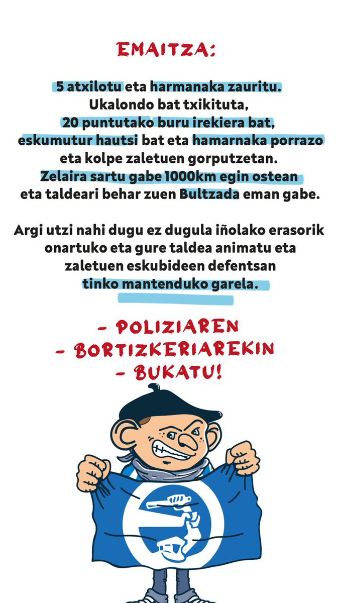 BultzadaTX's tweet photo. EREPRESIOA GELDITU!

POLIZIAREN BORTIZKERIAREKIN BUKATU! https://t.co/OKffLCRHK3