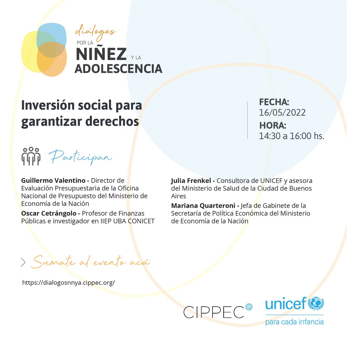 CIPPEC (@cippec) on Twitter photo Junto con <a href="/UNICEFargentina/">UNICEF ARGENTINA</a>, te invitamos a sumarte al 5° diálogo sobre niñez y adolescencia: "Inversión social para garantizar derechos".
⏰ Hoy desde las 14:30 (ARG).
👉 Seguilo en vivo por YouTube: youtu.be/1CwYtPldEsA Junto con <a href="/UNICEFargentina/">UNICEF ARGENTINA</a>, te invitamos a sumarte al 5° diálogo sobre niñez y adolescencia: "Inversión social para garantizar derechos".
⏰ Hoy desde las 14:30 (ARG).
👉 Seguilo en vivo por YouTube: youtu.be/1CwYtPldEsA
