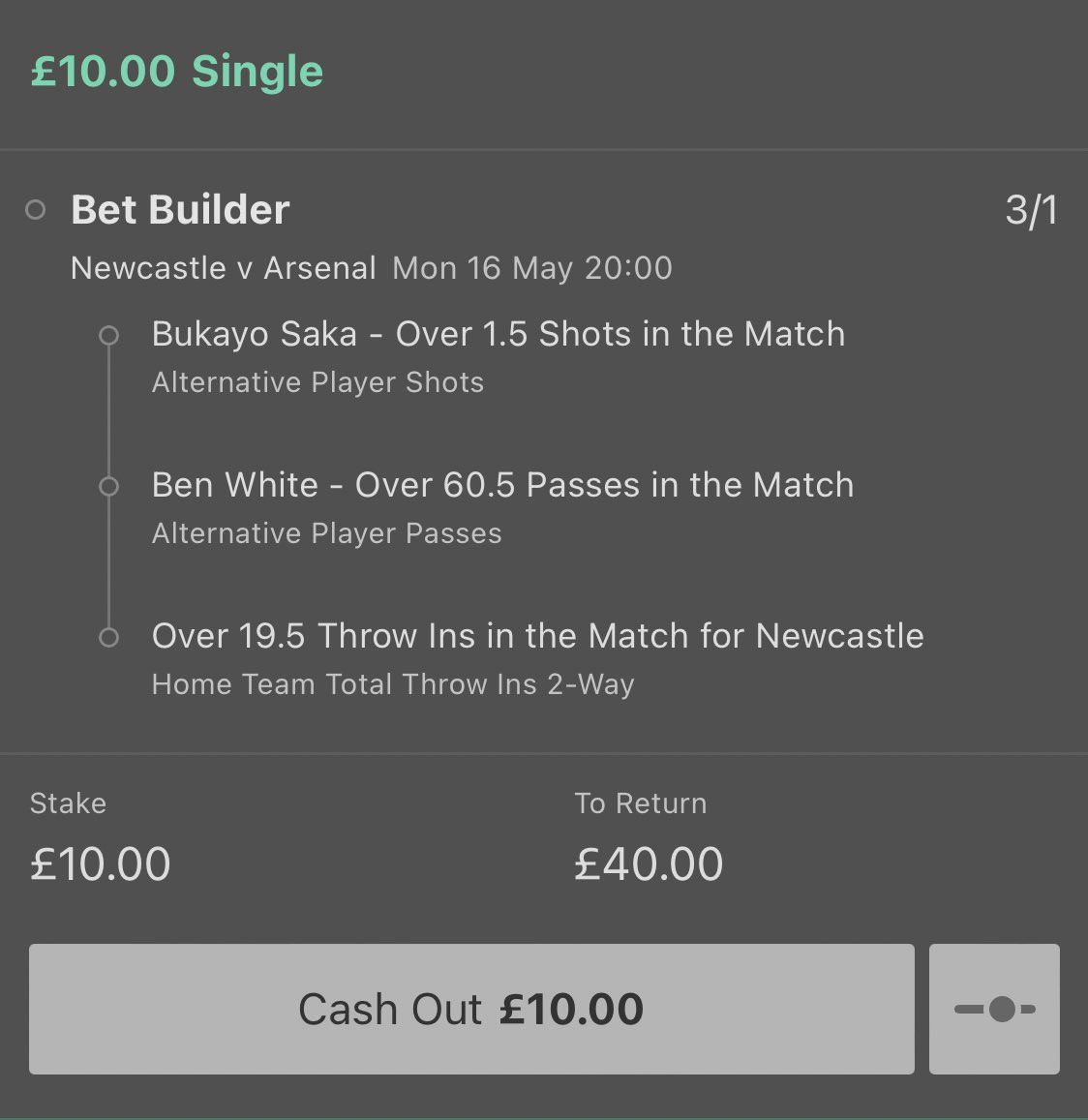 ValueBetSpotter's tweet image. Bukayo Saka shots: 2, 2, 2, 5, 3, 4, 3, 3, 1, 5, 1, 5, 6

Ben White passes (from CB): 62, 78, 84, 92, 61, 72, 78, 65, 72

Newcastle have had 20+ throw-ins in 7/9, including: 

27 vs Liverpool
27 vs Norwich
26 vs Palace
25 vs Leicester
20 vs Wolves
27 vs Everton
23 vs Chelsea