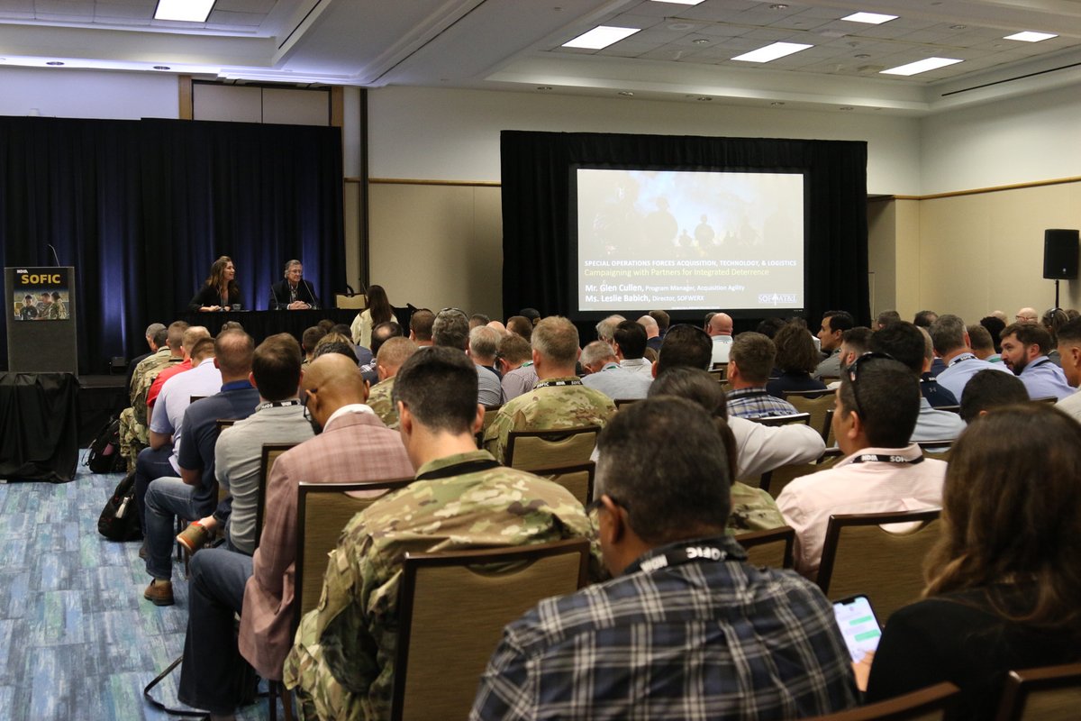 NDIAToday's tweet photo. Next up, #SOFWERX Director Leslie Babich &amp; Glen Cullen from #USSOCOM Acquisition Agility provide an overview of how industry, academia and laboratories can leverage the SOFWERX platform. See agenda at https://t.co/lbGQv3RSdG https://t.co/KGkmVpVfi5