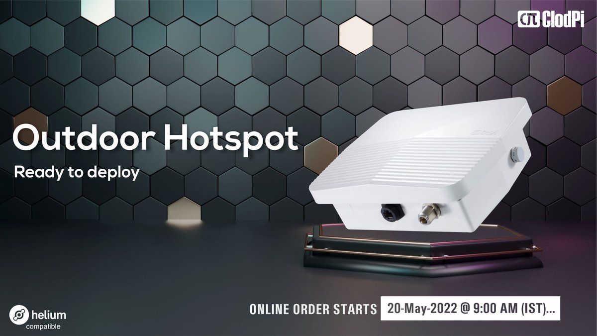 clodpilabs's tweet photo. The wait is over... India's first Outdoor @Helium Hotspot has arrived!
Be ready to experience wider coverage and more opportunities!!! #Helium #LongFi #IndiaWantsHelium #ThePeoplesNetwork #ClodPi #OutdoorHotspot
Online Order starts 20-5-2022 @ 9:00 AM(IST)
https://t.co/gCbtuwXFLp https://t.co/bgklDZPV56