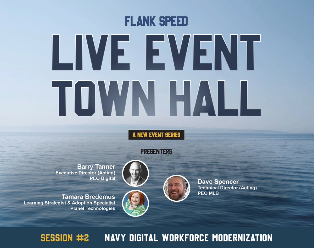 DONPEODigital's tweet photo. Live Event Town Hall Meeting for #NAVY #FLANKSPEED USERS ONLY!
When: 5/18/22 @ 1400 EST
Who: Flank Speed Users & Senior Leadership
Where: Live Event in Microsoft Teams (Link on Flank Speed Hub)
What: Live Town Hall Event will cover a multitude of topics & end with a Q&A session https://t.co/y9aDISrA6G