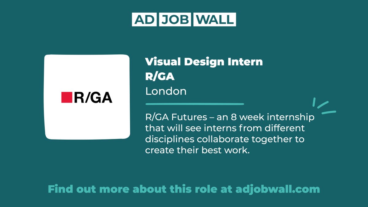*NEW JOB* 
Visual Design Intern wanted by R/GA London 

More info and to apply &gt; bit.ly/3lcJUmH