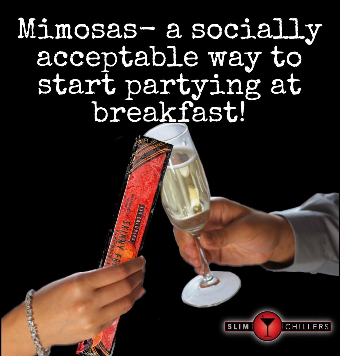 But first, Mimosas! Happy National Mimosa Day! We kick started our Monday morning with some delicious frozen Orangeberry Mimosas 😋🥂🍊🍓 #nationalmimosaday #mimosamonday #slimchillers