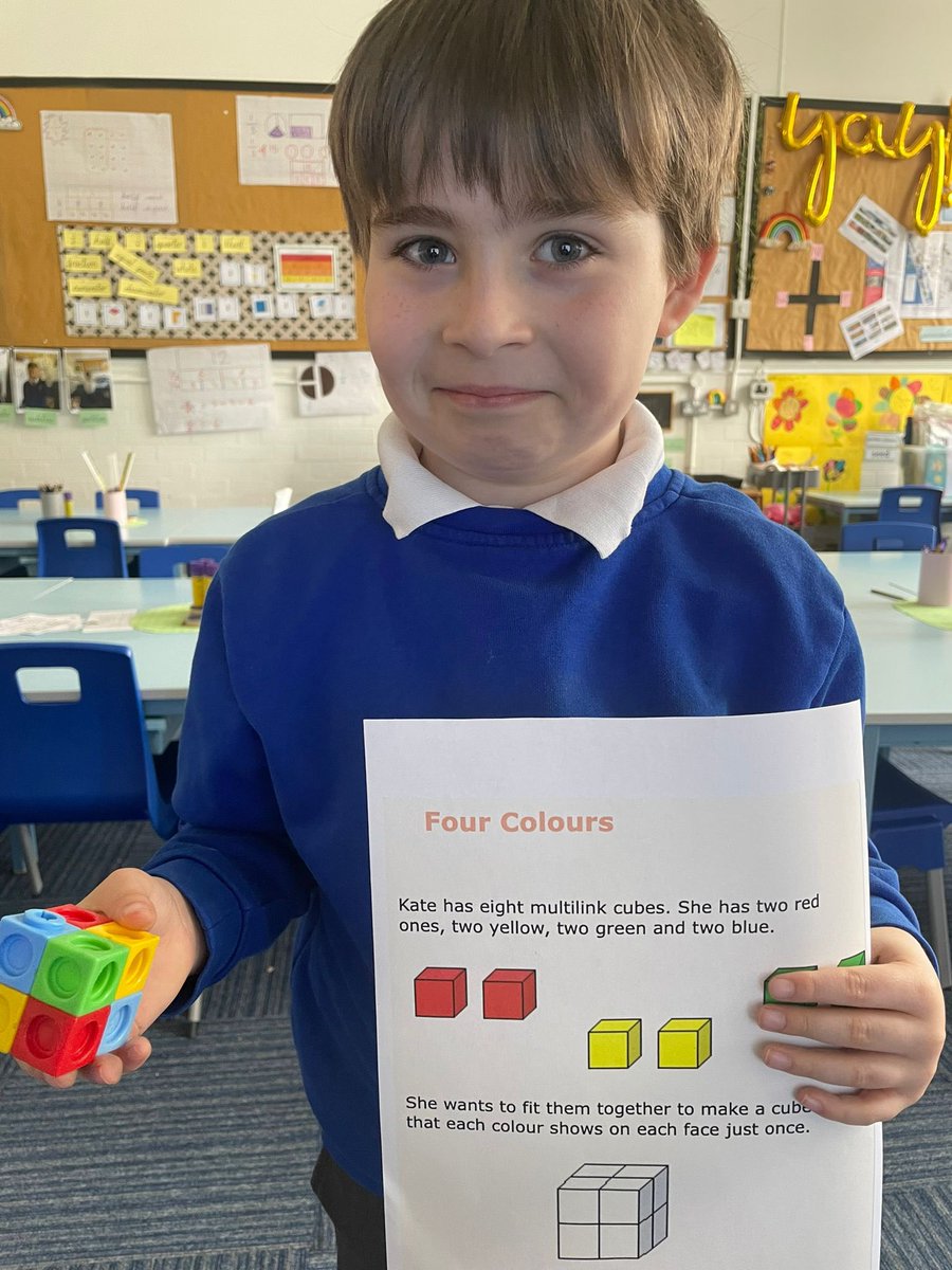 NewBrightonPS's tweet photo. Mr Saunderson is so proud of this little superstar who has been solving some really tricky problems in maths! Keep it up! ๐คฉ #nbpsMaths https://t.co/bltwT0bMTR