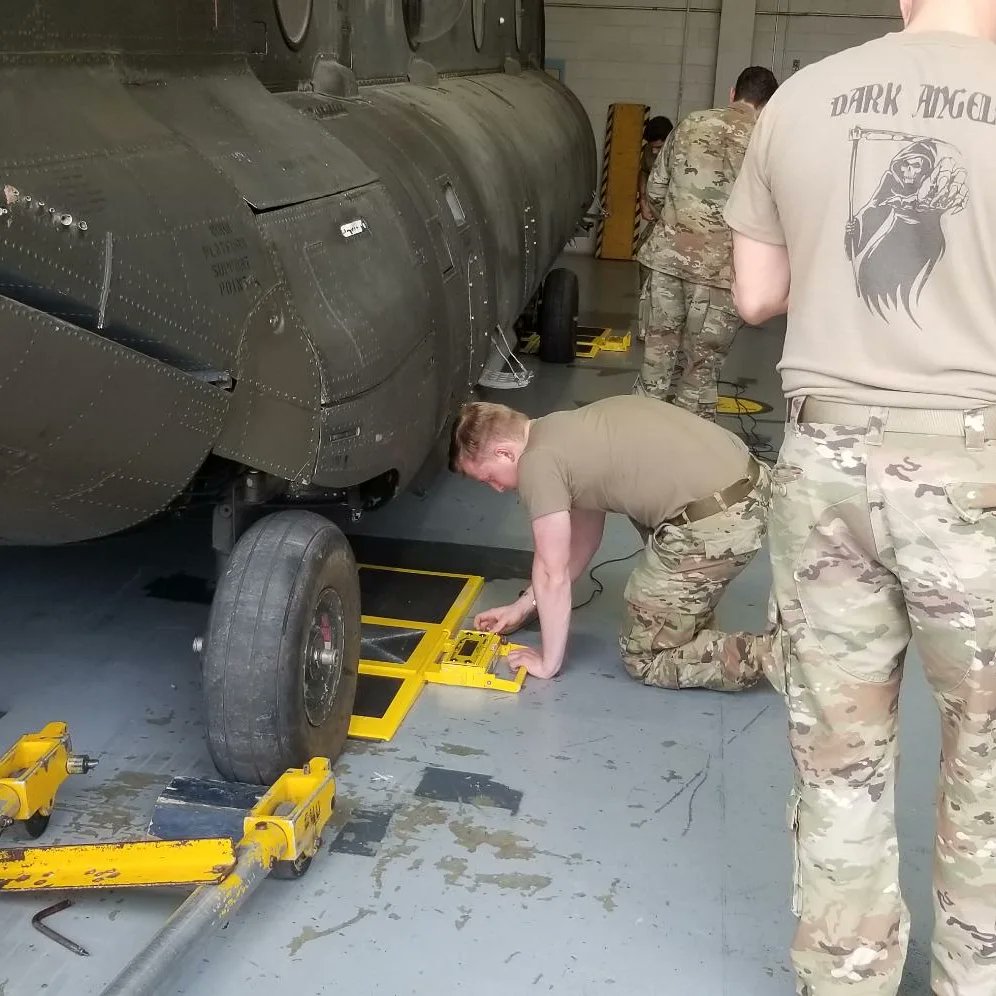 NCOAEustis's tweet photo. Soldiers attending the USAACE NCOA-Eustis ALC apply knowledge they have learned in weight & balance procedures by weighing different airframes found in the Army fleet at Fort Eustis, Virginia.
#AboveTheBest | #BackboneOfTheArmy | #ForgedToLead https://t.co/F4UTUFylrM