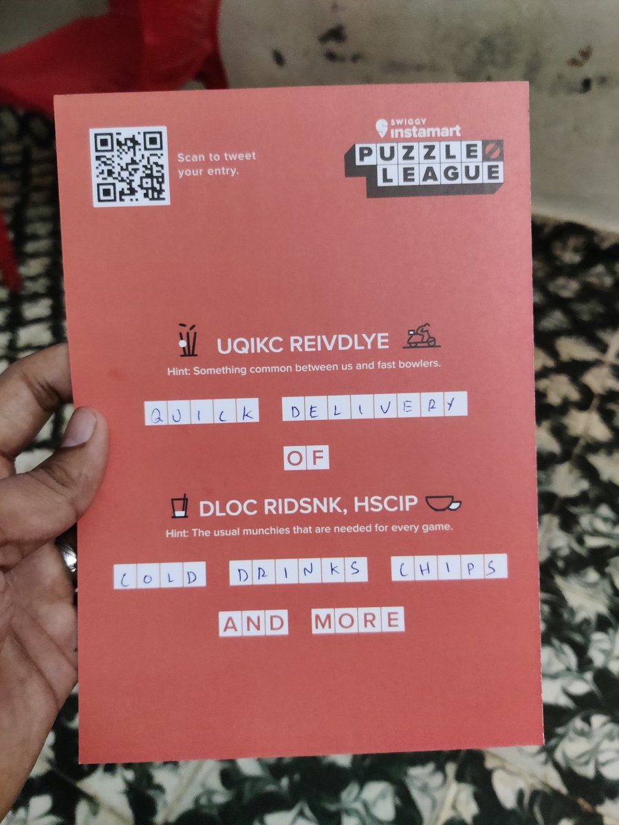 jebumbaa's tweet photo. Here's my answer to this week's #InstamartPuzzleLeague question.

#SwiggyInstamart @SwiggyInstamart https://t.co/g5VQhBEblY
