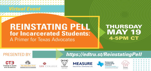 EdTrustTX's tweet photo. Access to #CollegeEd is essential for helping incarcerated people reenter the workforce & reintegrate into society.
Join us virtually on 5/19 to learn from TX leaders & students about the Pell Grant reinstatement for incarcerated students.
REGISTER: https://t.co/Gf6gQoPgnL https://t.co/YYn5pJ8SVx