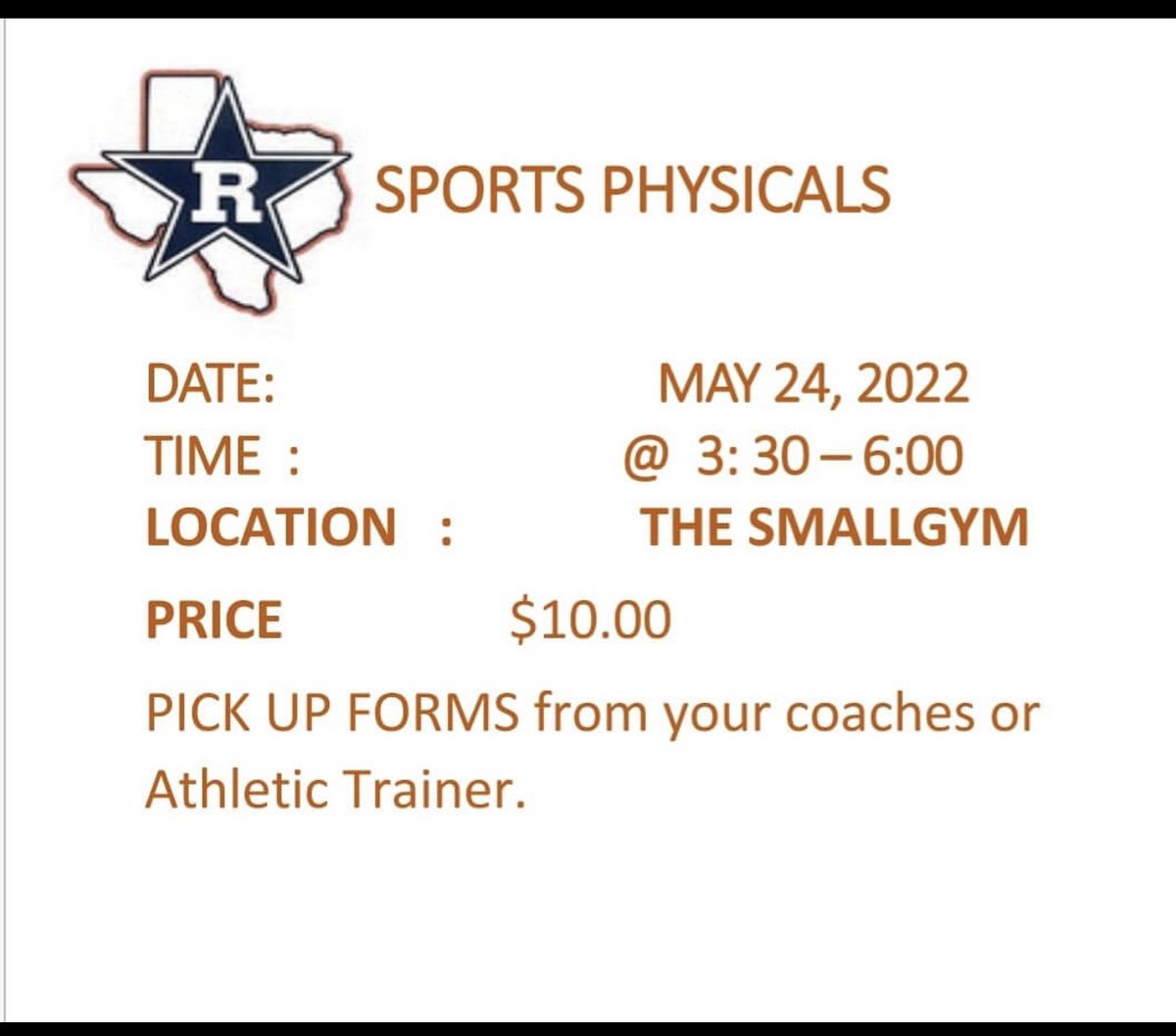 GaryReco_BSN's tweet photo. Riverside High School and Riverside Middle School Athletic physicals. @RangerFtbl @rhsrangerbsb @RangerBBall @SoftballRanger1 @riversidebball1 @rhsrangergolf @RangerTennis1 @rhsrangerettes @Track_RHS @Wrestle_Ranger @RHS_GSoccer @RickRiv28885243 @TheRebellion_DM @YMRebels https://t.co/ocKki0VTvz