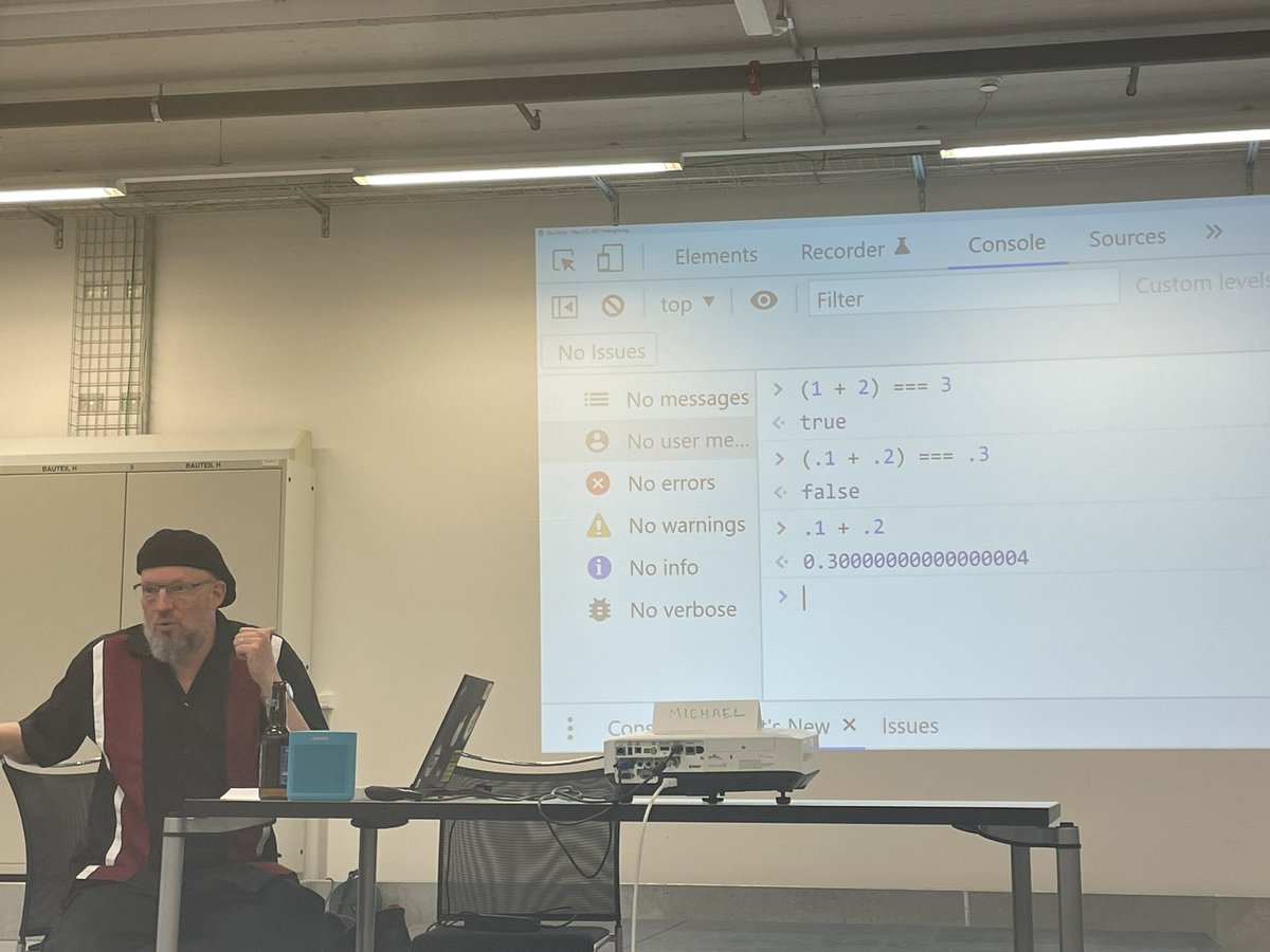 ChrisGlaettli's tweet photo. Wtf - simple calculations… floating point mayhem. @michaelbolton #meetupoftest https://t.co/1dI9AfTyz3