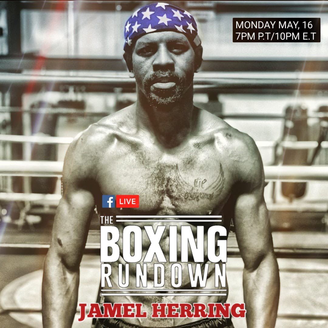 BoxingROKus's tweet photo. Tonight on another Episode of #TheBoxingRundownShow we have @JamelHerring as we talk about his upcoming fight &amp; lots more. Tune in at 7pm PST/10pm EST on #TheBoxingRundown Facebook page. #ThankYou
#TheOriginalBoxingShow #BoxingTalks #BoxingReport #JamelHerring  #SemperFi https://t.co/LyNLMepEl4
