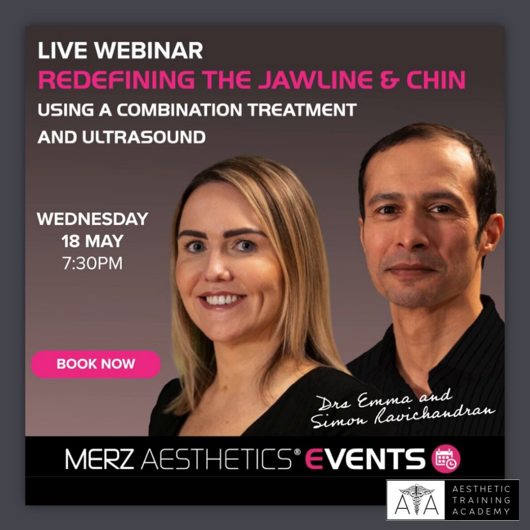 test Twitter Media - Don't miss Aesthetic Training Academy Directors Drs Emma & Simon Ravichandran presenting a live webinar on 'Redefining the Jawline & Chin using a combination treatment and ultrasound' as part of Merz Aesthetics UK and Ireland Events. 

To register visit:
https://t.co/LF4pFORW9C https://t.co/rNTGd8tYTy
