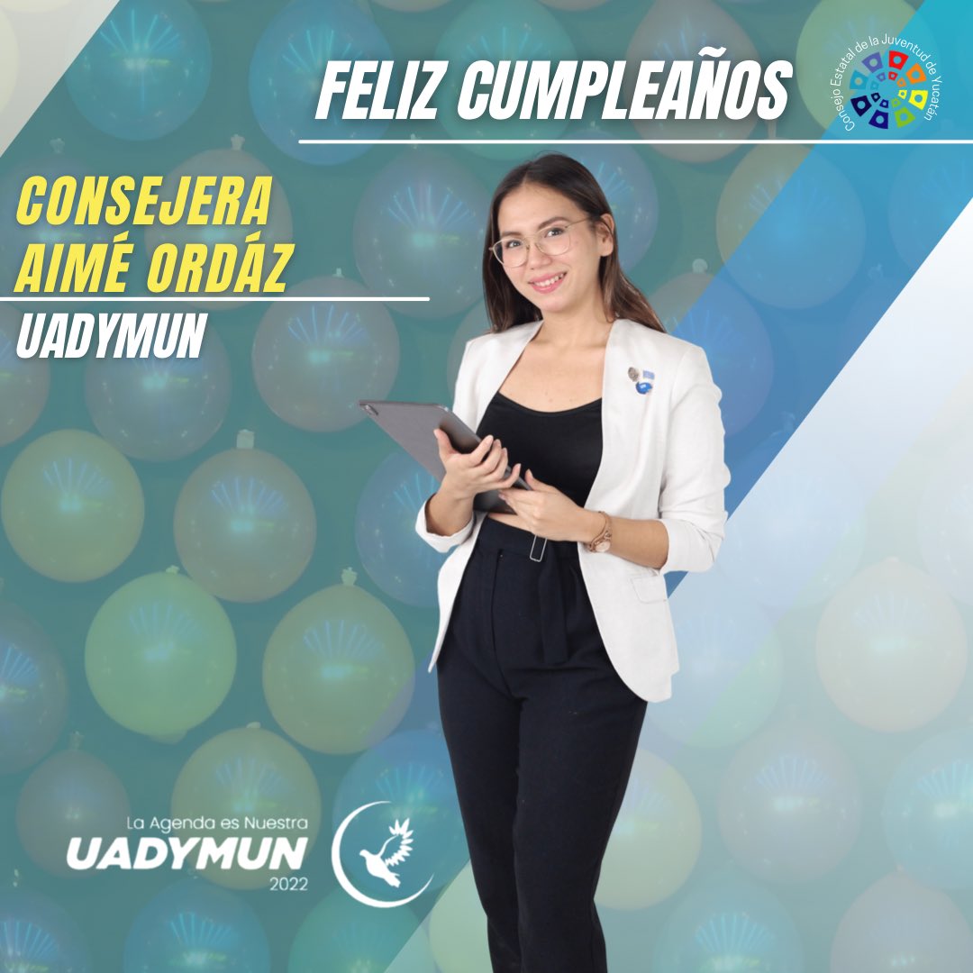 CejYucatan's tweet photo. El modelos de Naciones Unidas como lo es el @uadymunoficial es una importante responsabilidad a cargo de la #Consejera Aime Ordaz quien hoy cumple años. ¡Muy orgullosos de los éxitos de la comunidad de #derecho! Feliz cumpleaños #consejera 🥳🎊 https://t.co/dbVNDuYN7s