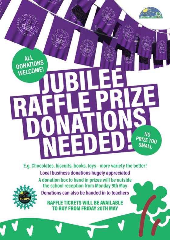 uptonclass1AB's tweet photo. Don’t forget we need lots of lovely things for our Jubilee Raffle, all donations greatly received. Tickets go on sale this Friday 20th May 🫅🏼🇬🇧 https://t.co/DtuUc5Dk2O