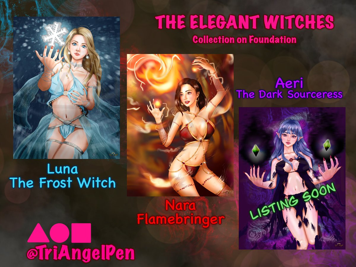 ❄️❤️‍🔥The Elegant Witches💕💜
foundation.app/collection/ele…

Beauty and lovely witches on foundation.
The first 3 girls are Luna, Nara and Aeri and more are coming!!

#nfts #NFTcollections #NFTTHAILAND #nftgirlart #cryptoart #FoundationNFT #nftcute