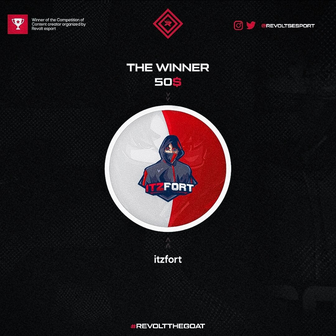 RevoltsEsport's tweet photo. ألف مبروك لـ
( @iTzFort_ ) 👏
لفوزه بمسابقة "صانع محتوى ريفولت"
على 50$ 💰

وهاردلكم المنافسين
- @sulaiman1sn7
- @iNemoDark
- @SiR_AZooz

#RevoltTheGoat https://t.co/pl5zkcK8Yi
