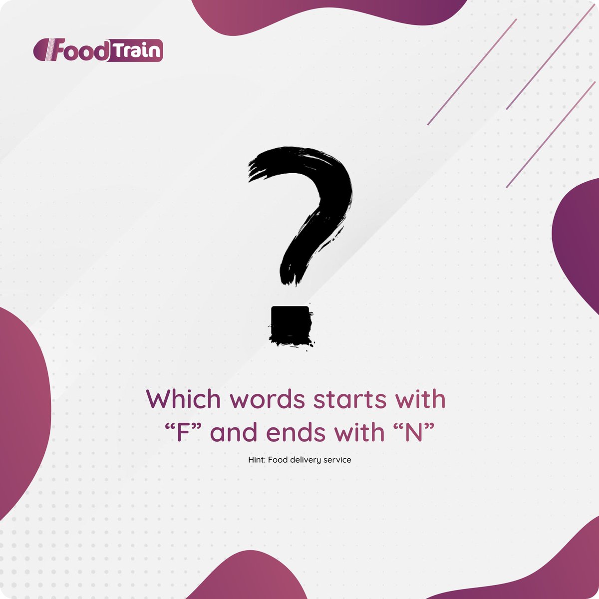 FoodTrain7's tweet photo. Trivia Monday ,
Which word start from F and ends with N?
Tell us in the comment section below. 

Start your week right with a smile💜

#FoodTrain
#happymonday
#beautifulweek
#Triviamonday
#goodfood
#foodforall https://t.co/uw6DynZ9dd