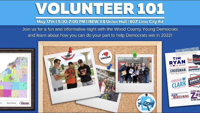 WCYDems's tweet photo. Don’t forgot about our Volunteer 101 event tomorrow! We’ll be getting prepped and pumped for Ohio elections this year! #WCYD #LetsGetOrganized https://t.co/YK6yEiSXBj