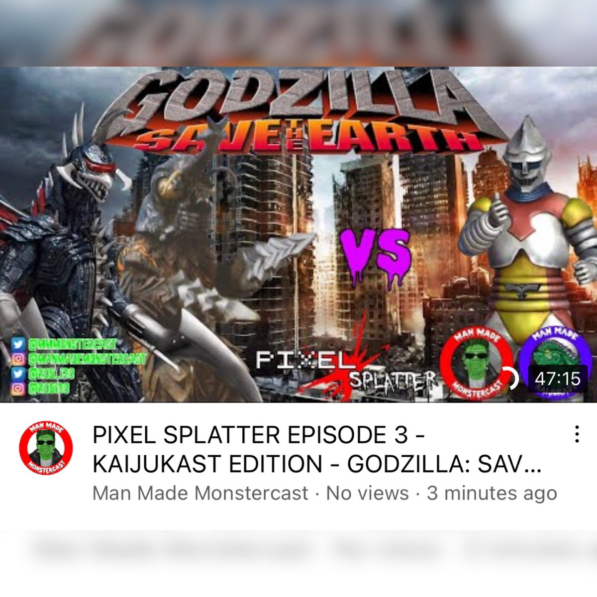 MMMonstercast's tweet photo. In honor of the first episode of the Man Made Kaijukast, I uploaded a new episode of #PixelSplatter to #YouTube featuring #GodzillaSaveTheEarth on #PS2!

Podcast is Available on #iTunes #Spotify #Amazon and #Stitcher

#godzilla #gamera #monstermovies #scifimovies https://t.co/zilzA9LTha