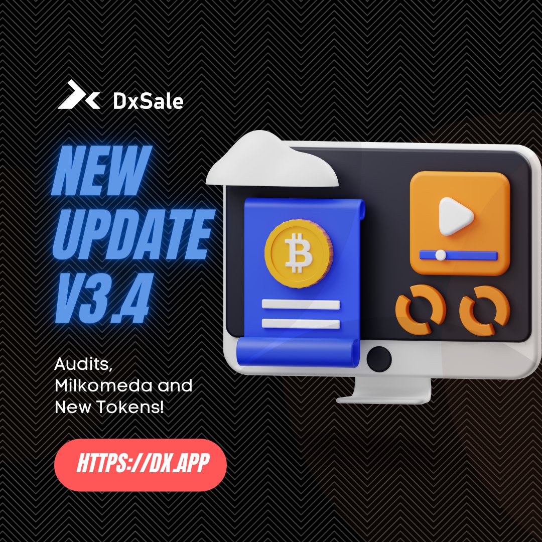 dxsale's tweet photo. During these tough #crypto markets, it's important to just keep #BUIDLing 

Version 3.4 is now live - #dxsale #dxmint

🔥 Burn, Dividend Tokens
🔍 Audit &amp; KYC partners
🐮 Milkomeda EVM
🪜Leaderboard

Join the OG #decentralized #launchped supporting over 15 chains! https://t.co/hTTswkvWLL
