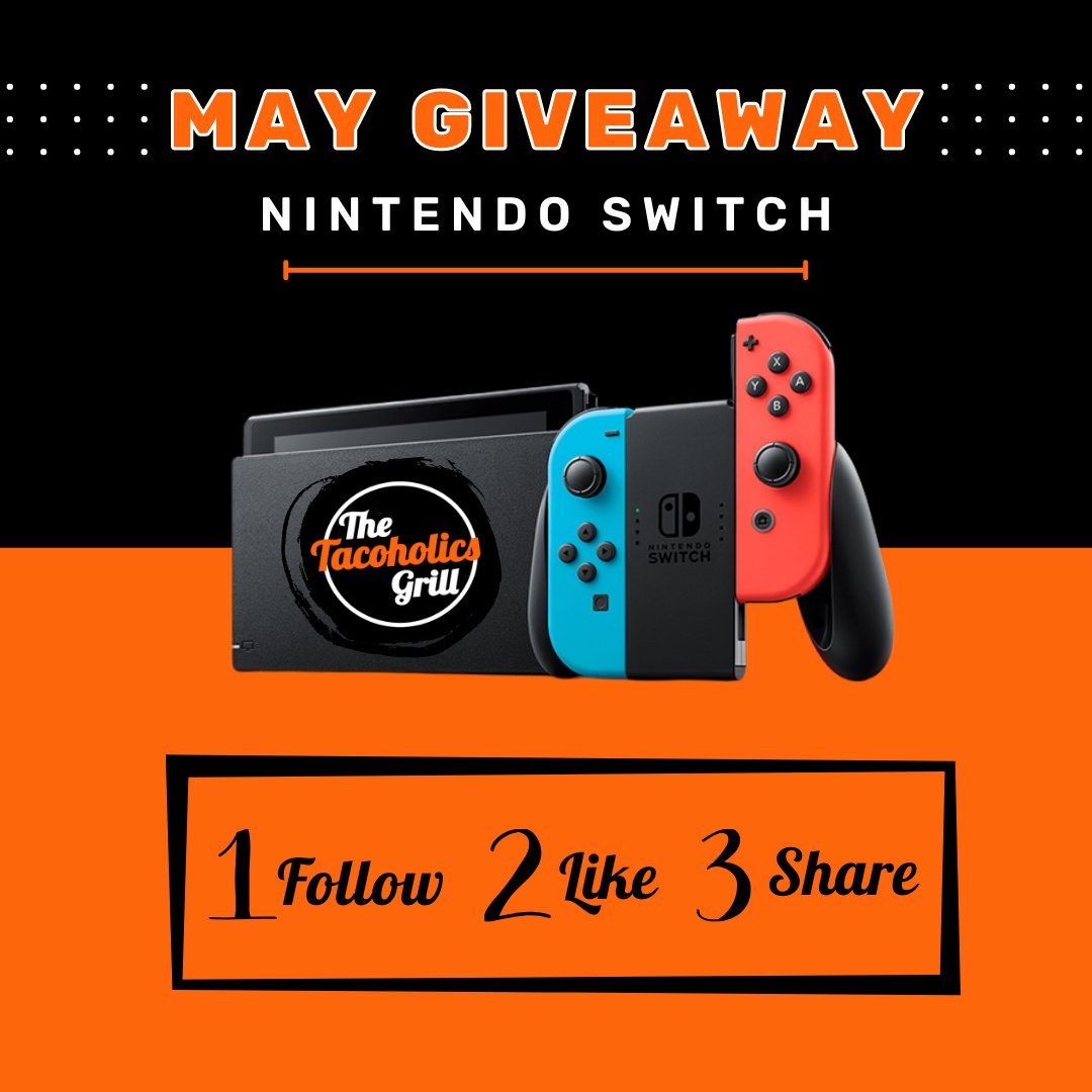 🚨May Contest Alert🚨

Enter for a chance to win a FREE Nintendo Switch!

Rules to enter:
1. FOLLOW the Tacoholics Twitter
2. LIKE this post
3. RETWEET this post

You will then be entered to win a FREE Nintendo Switch!