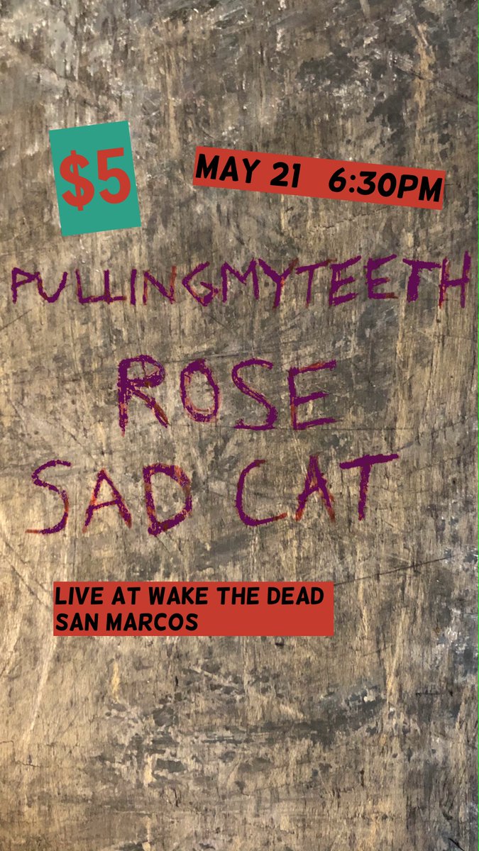 sadcatband's tweet photo. First show in a long time, if ur in the san marcos area u better pull up !!! https://t.co/BZovrgqUuI