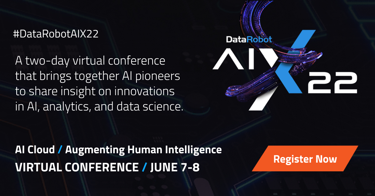 📅 Mark your calendar June 7-8 for #DataRobotAIX22.
Available in 3 time zones, 90 minutes of session content each day and unlimited time to explore the power of AI over 2 days.  Register now!
aix.datarobot.com/?utm_campaign=…

#AICloud #data #datascience #codefirst #augmentedintelligence