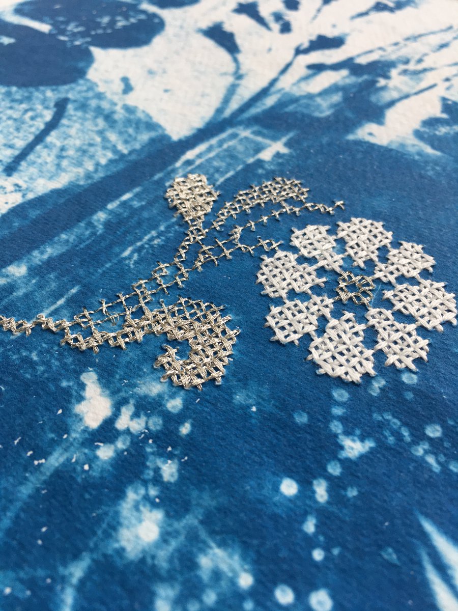 KimTillyer's tweet photo. A Secret Garden - original cyanotype art with hand embroidered details. 
This is now in the updated website shop https://t.co/3lfeLitGTW https://t.co/KwnqTsD3Cb