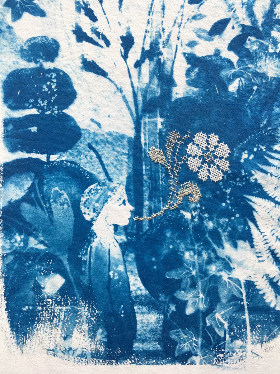 KimTillyer's tweet photo. A Secret Garden - original cyanotype art with hand embroidered details. 
This is now in the updated website shop https://t.co/3lfeLitGTW https://t.co/KwnqTsD3Cb