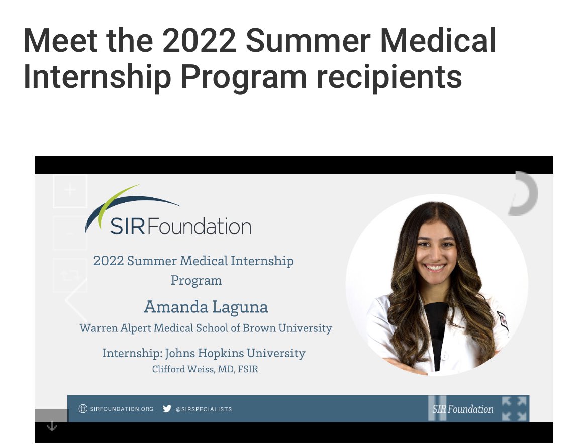 DaeHee Kim (@irdocday) on Twitter photo Congrats <a href="/AmandaLaguna11/">Amanda Laguna</a> for earning 2022 SIR Summer Medical Internship! Can’t wait to talk about this experience once you are back! <a href="/Brown_VIR/">Brown IR</a> <a href="/BrownMedicine/">The Warren Alpert Medical School</a> <a href="/SIRRFS/">SIR RFS</a> <a href="/SIRspecialists/">Society of Interventional Radiology</a> <a href="/DoctorAWPM/">Aaron W.P. Maxwell, M.D.</a> <a href="/SunHoAhn/">Sun Ho Ahn</a> Congrats <a href="/AmandaLaguna11/">Amanda Laguna</a> for earning 2022 SIR Summer Medical Internship! Can’t wait to talk about this experience once you are back! <a href="/Brown_VIR/">Brown IR</a> <a href="/BrownMedicine/">The Warren Alpert Medical School</a> <a href="/SIRRFS/">SIR RFS</a> <a href="/SIRspecialists/">Society of Interventional Radiology</a> <a href="/DoctorAWPM/">Aaron W.P. Maxwell, M.D.</a> <a href="/SunHoAhn/">Sun Ho Ahn</a>