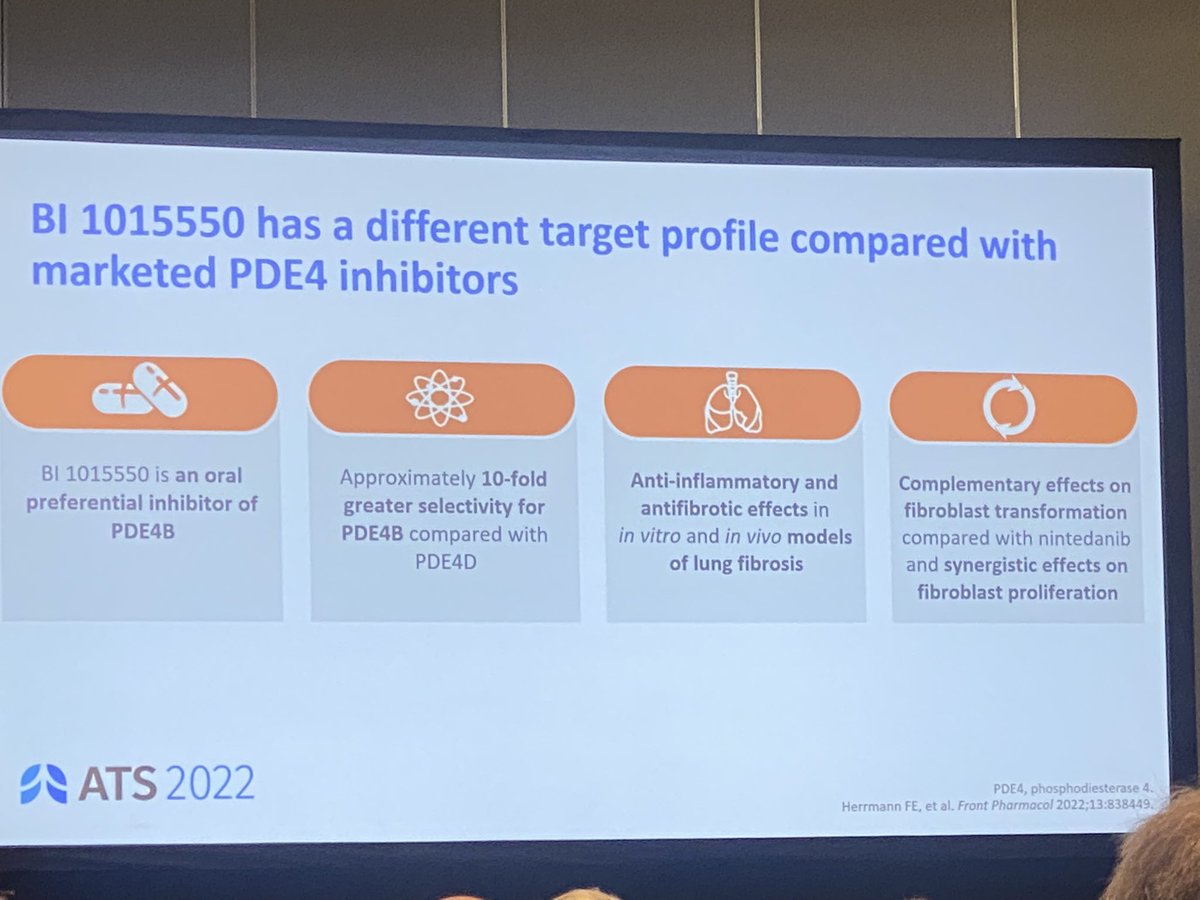 Preferential #PDE4Binhibitor  in #lungfibrosis. #ATS2022 #BI