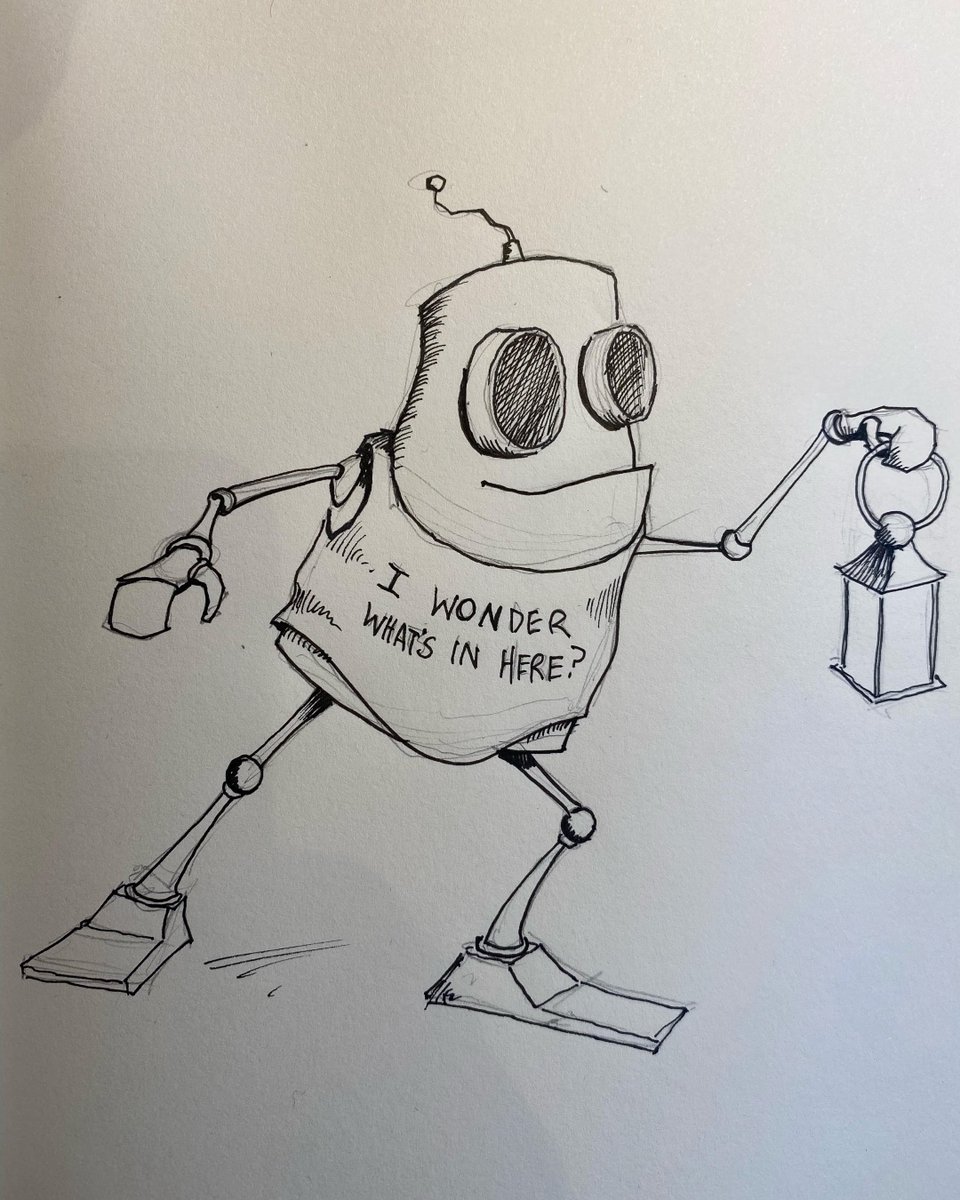 More #RobotRandoms... Curiosity may have killed the cat, but not the robot!

#davepressler #bluecollarartist #robotart