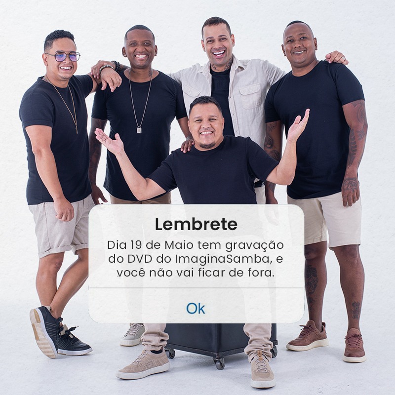 IMAGINAsamba's tweet photo. Já é nessa quinta pessoal! Tá chegando, não pode dar bobeira 👀😂

E você já separou o look perfeito para aparecer na nossa gravação? 💎💎💎

#DVDImagina20Anos #ImaginaSamba #ItaMusic https://t.co/l0Qofd2CYX