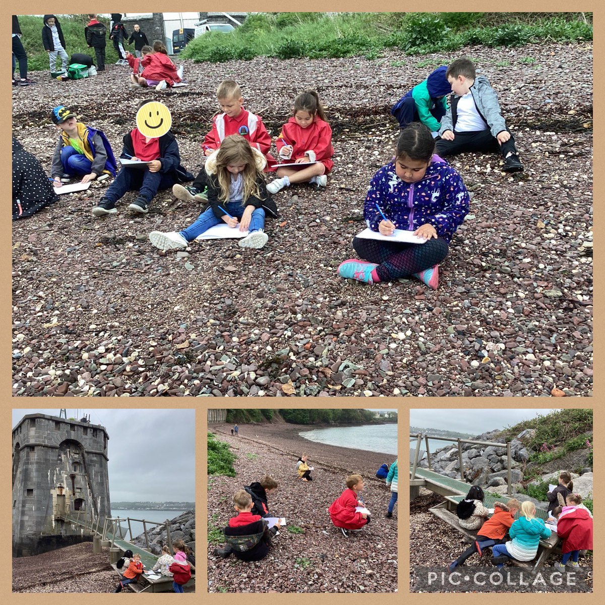 Year1PDCS's tweet photo. Year 1 enjoyed sketching West Martello Tower today. We couldn’t go to the beach without throwing a few pebbles into the sea and then finishing off a lovely trip with a drink and snack. The children have enjoyed being #CreativeEnterprising contributors. https://t.co/jfwHtIXnus