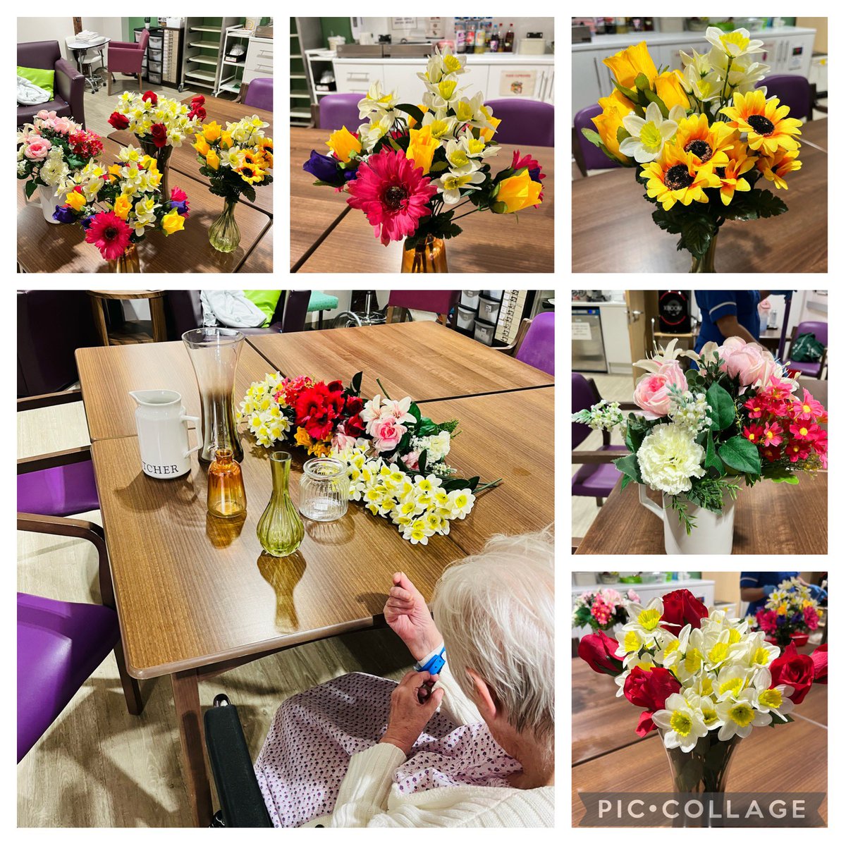 OasisUnit's tweet image. Today afternoon activity, flower arranging 🌹💐🌸🌺🌷🌻🌼 and hasn’t our lovely patient done a fabulous job 🌻🌹🌷🌺💐🌺🌼 the unit is now in full bloom 😀 #NCA @RochdaleCO_NHS @SiobhanLouiseM1
