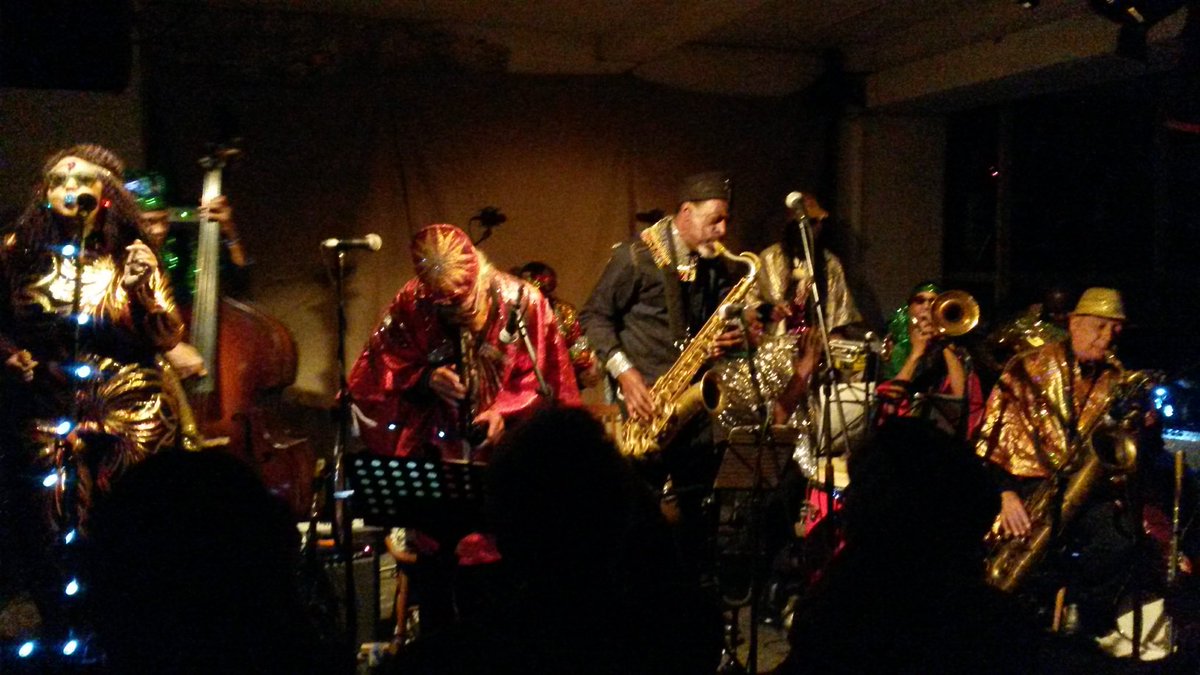 sarahcc854's tweet photo. @Patrick876 @Cafeoto @EartHackney Great stuff. I'm just looking at my pictures from their Cafe Oto gig, Halloween, 2017 (Danny Ray Thompson far right, second picture). Tara walked around dishing out jelly eyeballs... https://t.co/BHaX5ltwy8