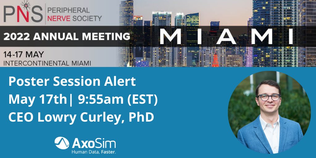AxoSim's tweet photo. Attending #pns2022? Join our CEO @LowryCurley Curley tomorrow for his poster presentation: Modeling Chemotherapy-Induced Peripheral Neuropathy Using a Nerve-on-a-Chip Microphysiological System. #poster159b #booth28 #peripheralneuropathy #pns2022 #axosim https://t.co/A86TOgj1b0