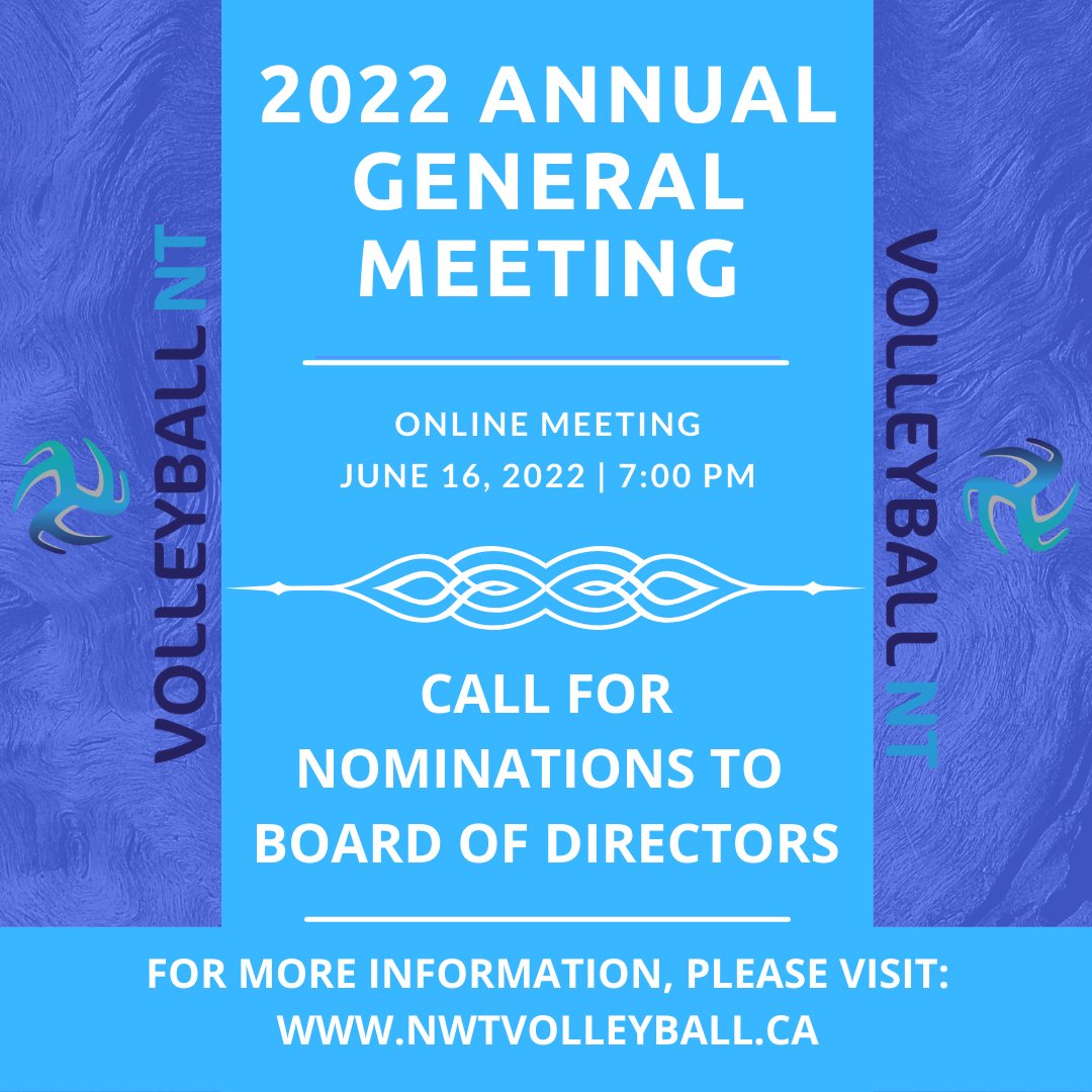 NWTVA's tweet photo. 2022 Annual General Meeting

For more information: https://t.co/zyMUyWBpqX

#2022AGM #NT #NWT #Volleyball https://t.co/8YdaUx2Jb0