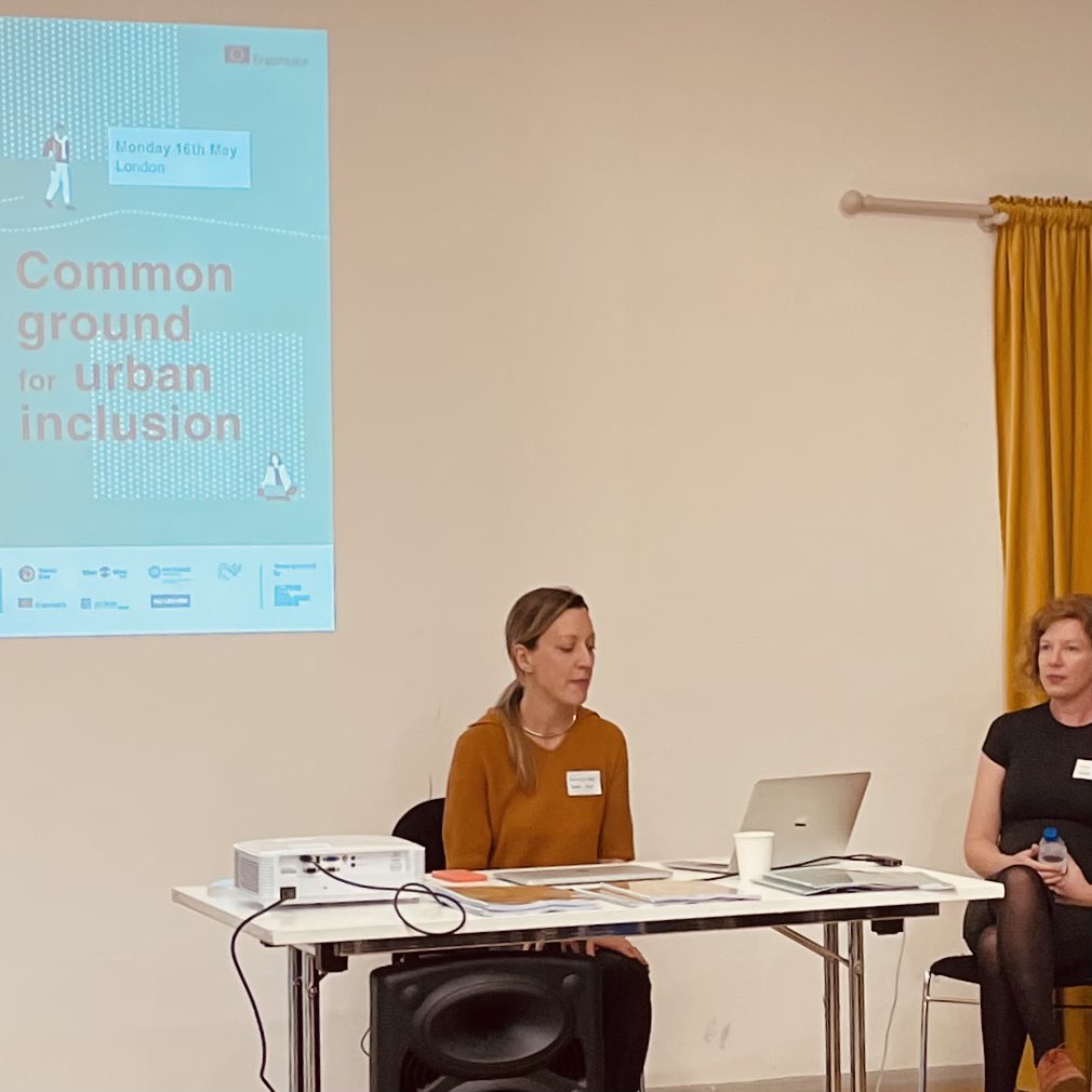 ArchiBarac's tweet photo. Insights and inspirations from the #DESINC team at a review event “Common Ground for Urban Inclusion” that brings together #CUBE @Research_LMArts and @ASF_UK with colleagues across Europe, and the built environment sector. Keynote speaker @AgrawalPooj gets thinking inclusion https://t.co/K6GAg2SVDi