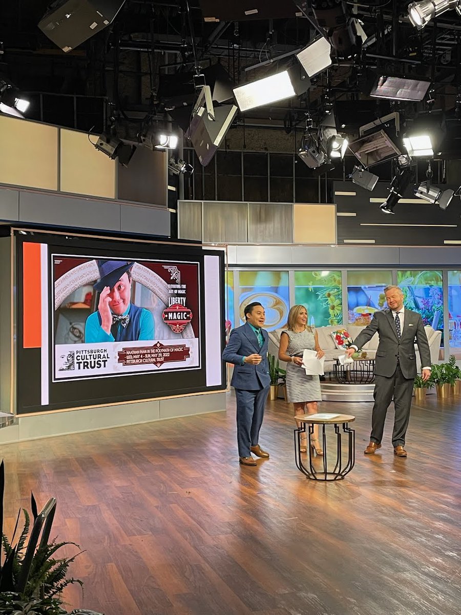 magicasianman's tweet photo. Got to go on live TV with @KDKAHeather and @DavidHighfield on @PGHTodayLive to promote my month of shows at #LibertyMagic here in #downtownpittsburgh! Watch the whole 5-minute segment at
https://t.co/JmduCWGOjL
@CBSPittsburgh @CulturalTrust #polymathofmagic #Pittsburgh #dahntahn https://t.co/oKvwsg6Zar