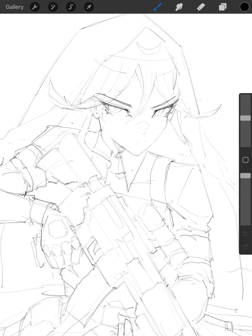 Commission wip, nun with a gun 