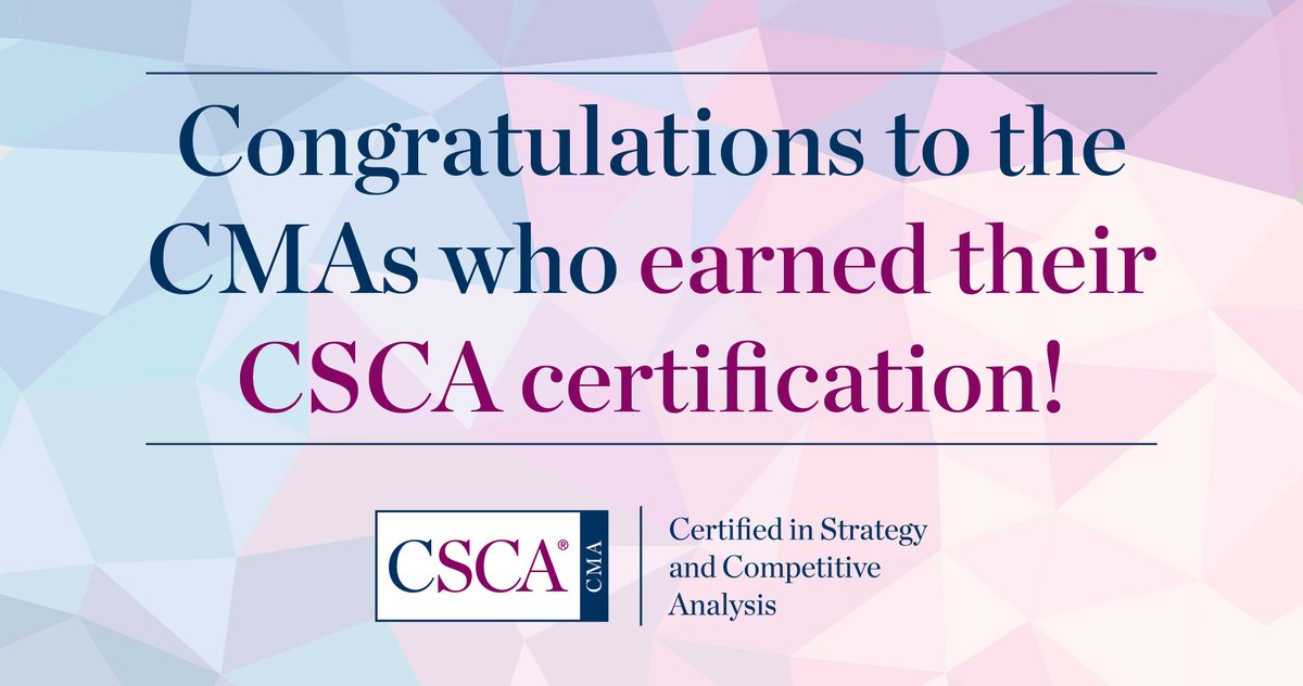 IMA_News's tweet photo. The CSCA results are in for the March 2022 testing window! Congratulations to the CMAs who earned their #CSCA certification! https://t.co/OOJ2U9crFG