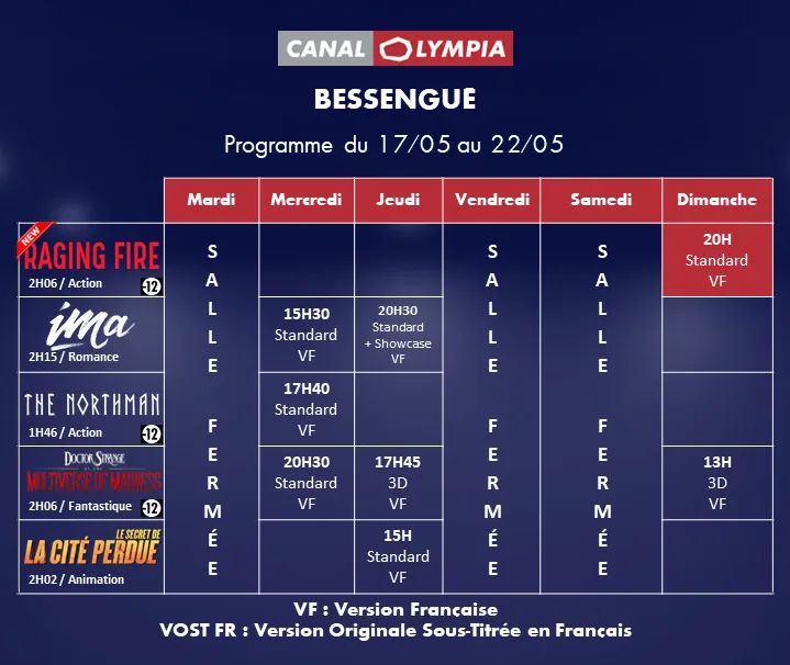 Ledawa's tweet photo. PROGRAMME DE LA SEMAINE
Vous pouvez dès à présent profiter de vos films préférés dans la deuxième salle de @genesiscinemas au @DoualaMall
#CanalOlympiaBessengue
#CanalOlympiaYaounde1
#GenesisCinemas
#DCLP #YCLM https://t.co/QnCGWlMa2b