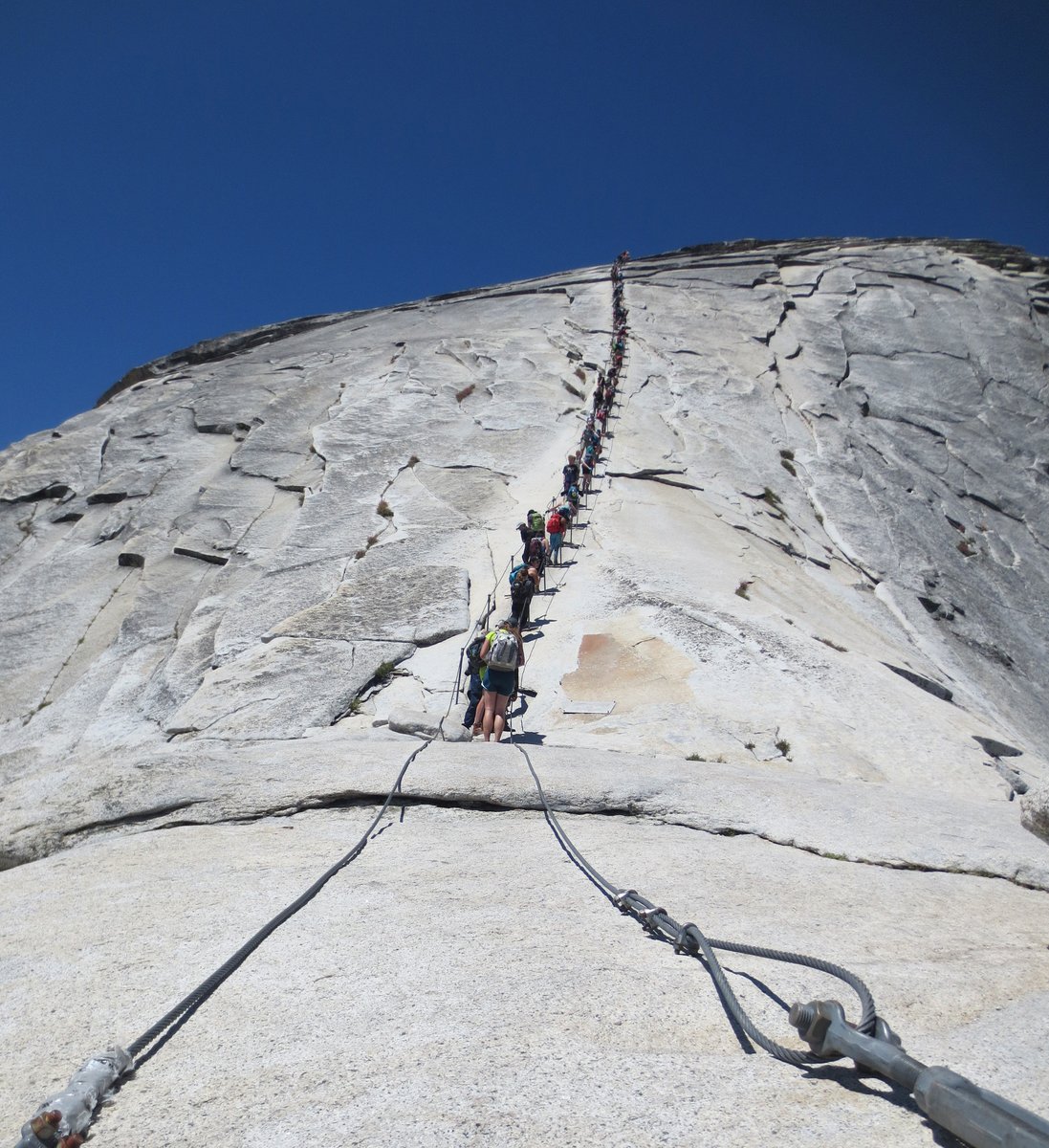 YosemiteNPS's tweet photo. The Half Dome cables will be up on Thursday, May 19, 2022; permits required. Most permits are available via a preseason lottery, but some are available two days in advance. All permits for May 19–May 26 will become available two days in advance. https://t.co/dTFsR5v1ho https://t.co/oUukauuowy
