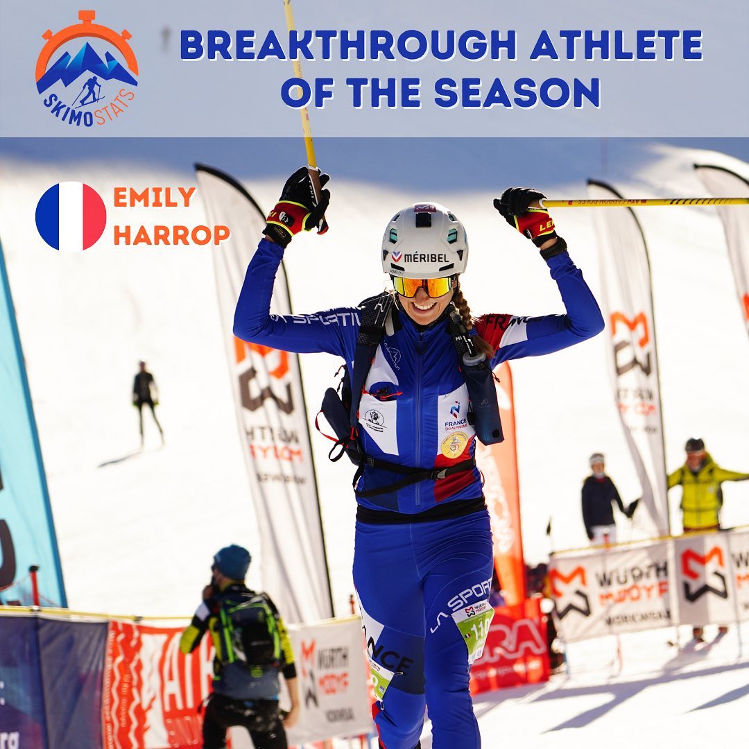 Breakthrough athlete of the season <a href="/HarropEm/">Emily Harrop</a> had an amazing season! Winner of the overall World Cup, 2nd in the SkiMo Stats Ranking, European Champion in the relay race, World Champion in the team race. Hats off, Emily!

#skimostats #skimo #skimountaineering #sport #skimoawards