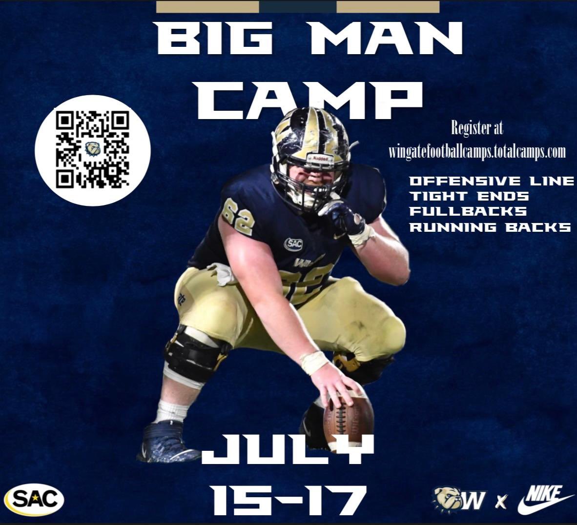 BrianFolkerts's tweet photo. Where are my road-grader Tight Ends and explosive Fullbacks? We've got 💰 💰 💰if you're out there! Register for our Camp in the Trenches NOW and come earn it! July 15-17 Use QR Code in pic. #TEcamp #FBcamp #Wingate #TopDog23 https://t.co/AcPaRJSBcj