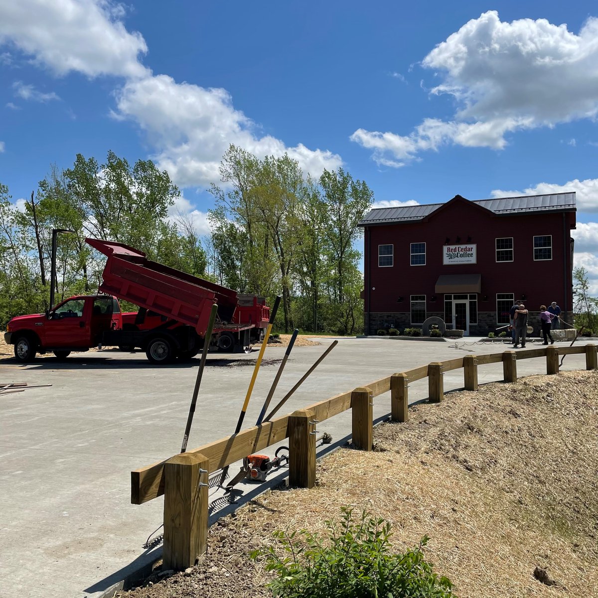 RedCedarCoffee's tweet photo. Landscaping day! If it's been a few weeks since your last visit to our new location you'll notice plenty of changes as we get settled in at our new home. https://t.co/JRD3unHybI