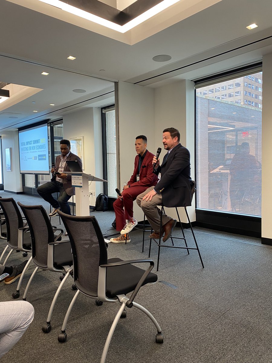 How do #blockchain &amp; #impactinvesting intersect? James Johnson-Piett of <a href="/urbanedevgroup/">Urbane</a>, <a href="/scottnissenbaum/">Scott Nissenbaum</a> of <a href="/bftp_sep/">Ben Franklin</a> &amp; Steven Russell of Emerald Mutual Funds note blockchain gives people access to #financialservices they may not have had access to otherwise. #TI22