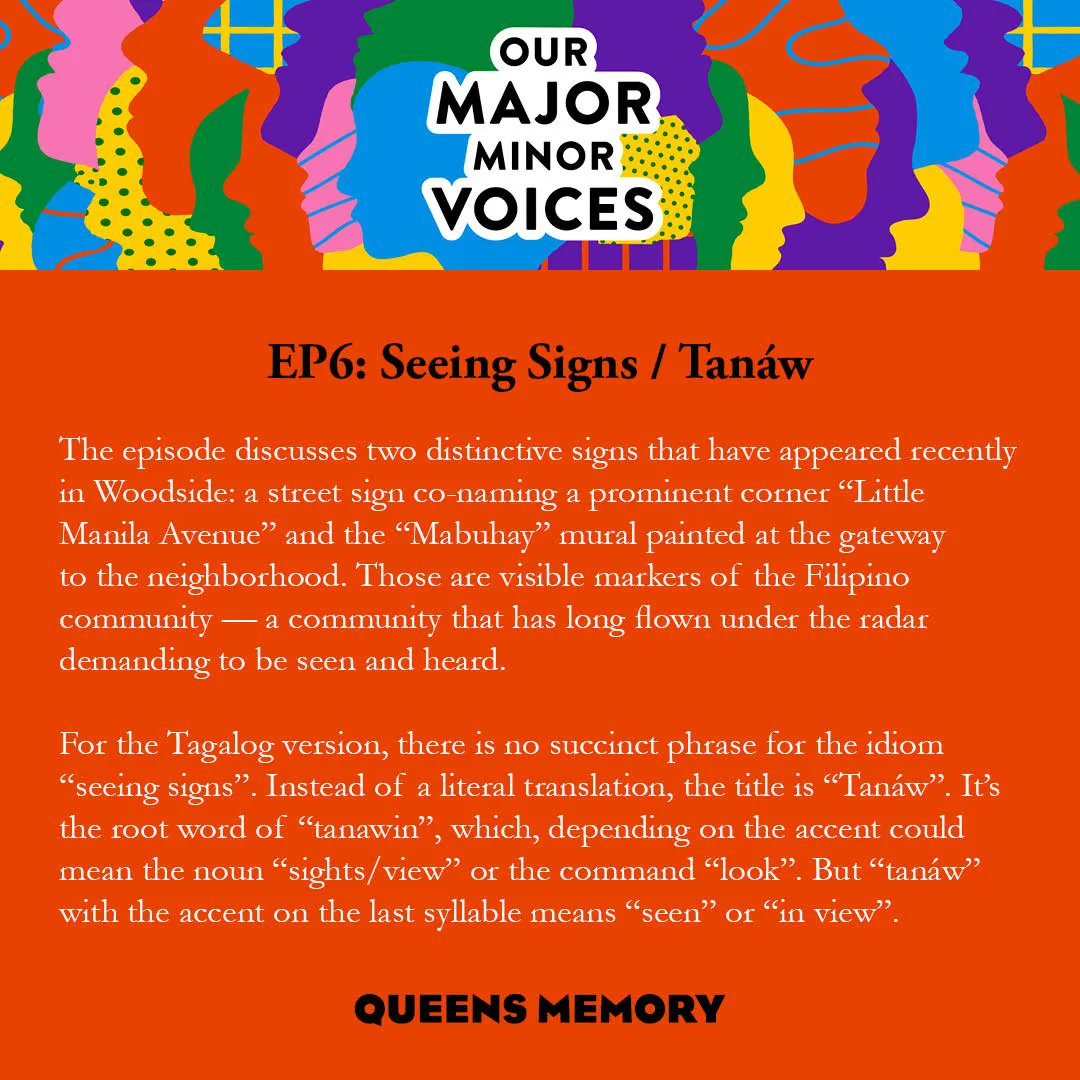 QueensMemory's tweet photo. Sixth episode of #OurMajorMinorVoices is now live - https://t.co/NKCIQvigt1. In this episode, we hear stories from Woodside’s “Little Manila."
Congrats @rtordy and the #queensmemorypodcast team! Special thanks @StevenRaga, @WoodsideMoves, @Kinding_Sindaw, @fanhsmny & @nafcon_ne https://t.co/PZvBGYoIF6