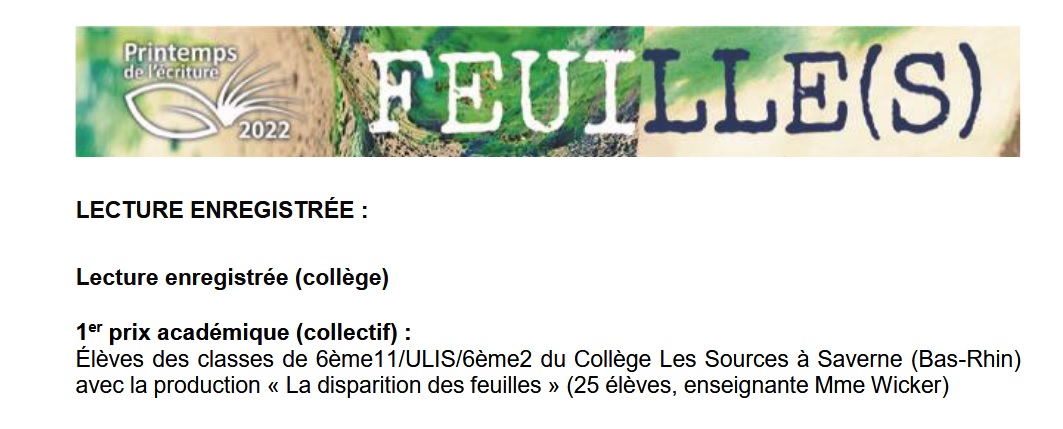 anne_gehl's tweet photo. BRAVO aux élèves Ulis et SEGPA du collège Les Sources pour le 1er prix académique du Printemps de l'Ecriture !👏@daacStrasbourg@IENASH67 https://t.co/9afxIkprZ9
